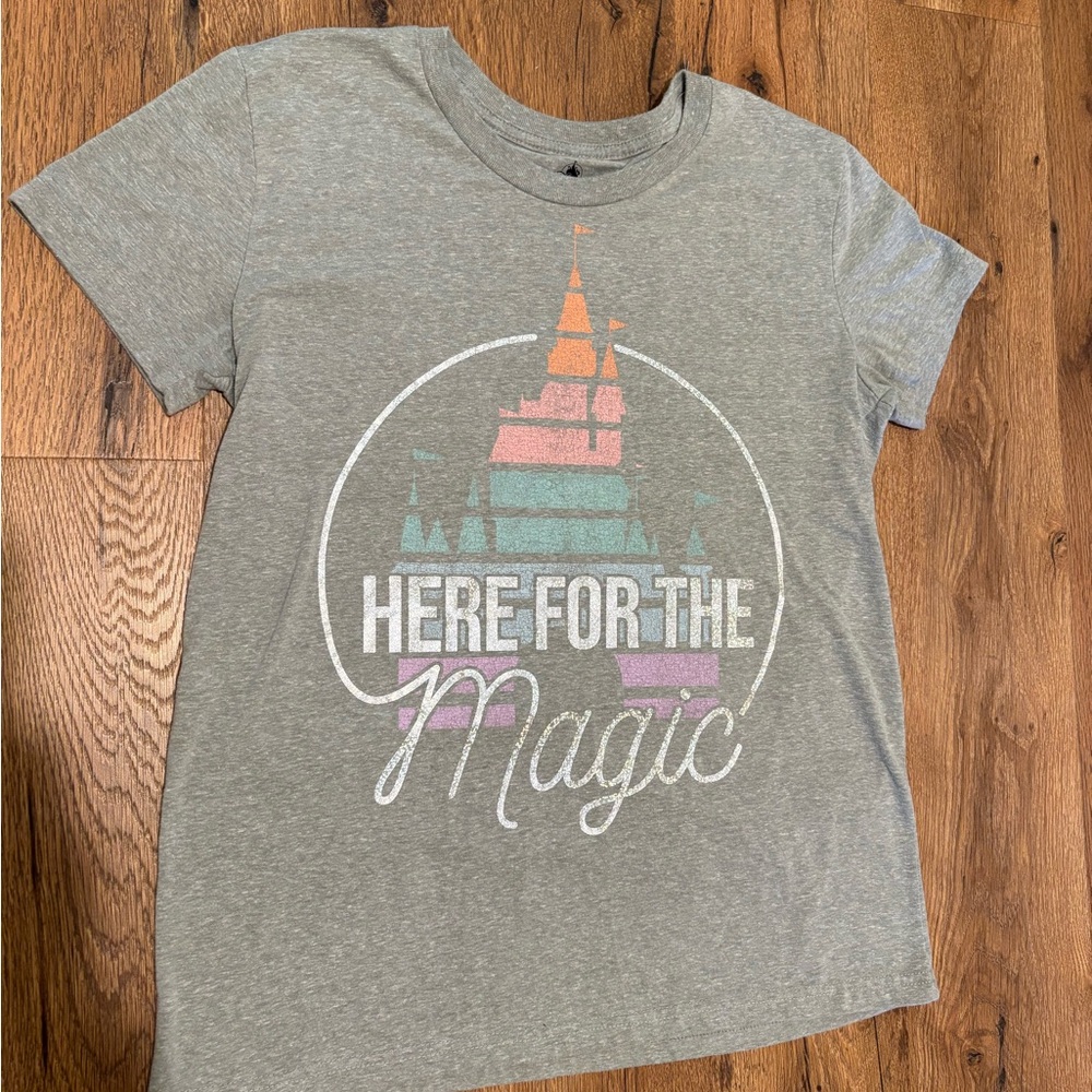 Disney Gray Tee with Colorful Castle Graphic